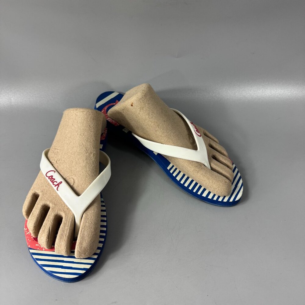 Authentic Coach Kali Jelly/Popular Nautical Striped Sz. 7B Flip Flops